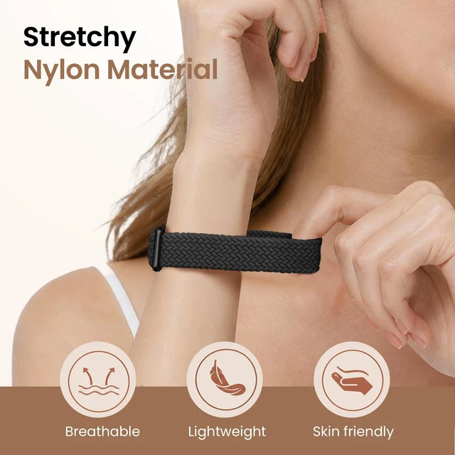 Alt view image 3 of 7 - Nylon Braided Magnetic Bands for Google Fitbit Air Fitness Tracker 2 Pack Quick-Adjust Stretchy Sport Replacement Strap, Men Women Soft Breathable Wristband for Daily Workout, Sleeping