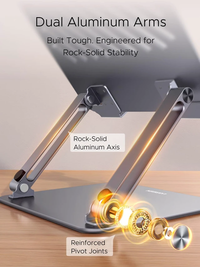 Alt view image 3 of 7 - Laptop Stand for Desk Laptop Riser Holder Foldable Portable Computer Stand Ergonomic Compatible with MacBook Pro Air Notebook and Tablets 10-17.3 Inch Gray