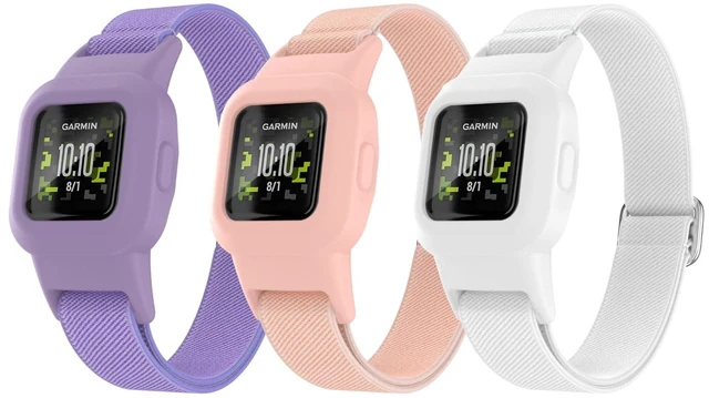 Main image of Elastic Bands Compatible with Garmin Vivofit Jr 3 Bands Colorful Nylon Stretchy Straps with Protective Case Adjustable Replacement Bands Accessories