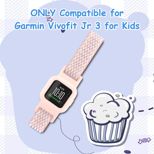 Alt view image 2 of 7 - Elastic Bands Compatible with Garmin Vivofit Jr 3 Bands Colorful Nylon Stretchy Straps with Protective Case Adjustable Replacement Bands Accessories