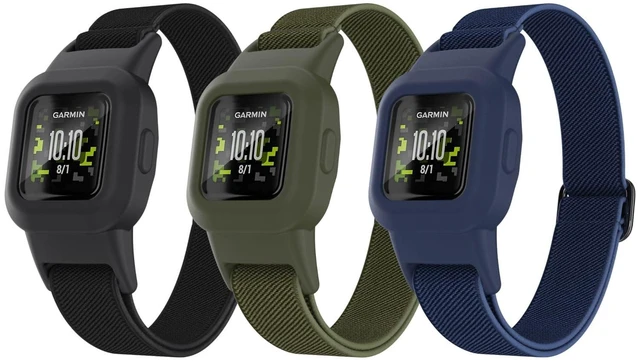 Main image of Elastic Bands Compatible with Garmin Vivofit Jr 3 Bands Colorful Nylon Stretchy Straps with Protective Case Adjustable Replacement Bands Accessories