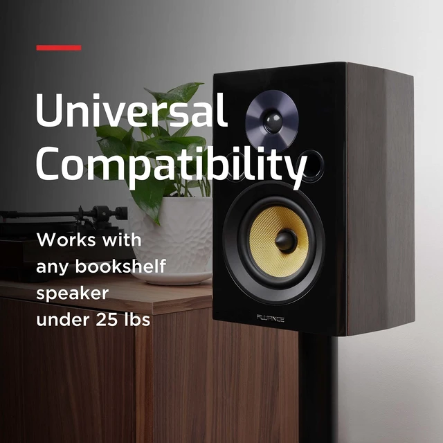 Alt view image 5 of 7 - Floor Speaker Stands for Surround Sound and Bookshelf Speakers with Solid Construction, Adjustable Floor Spikes, Rubber Isolation Feet, Cable Management, Square Base - Matte Black/Pair (SS05S)