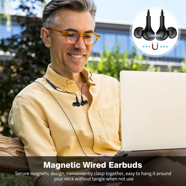 Alt view image 5 of 7 - Wired Earbuds in-Ear Headphones 3.5mm Jack for Laptop/School Black Noise Isolation Small Earphones, Corded Plug-in Ear Buds Mic Volume Control for iPhone/Samsung/Android/PC/Gaming Console/Kids