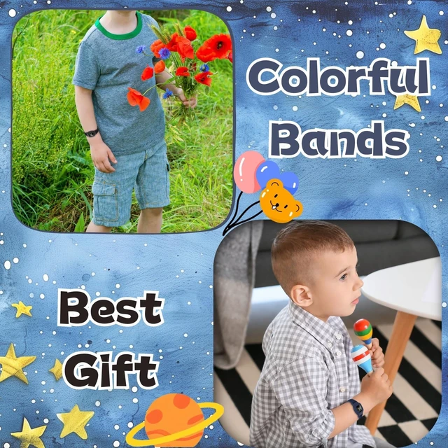 Alt view image 7 of 7 - Elastic Bands Compatible with Garmin Vivofit Jr 3 Bands Colorful Nylon Stretchy Straps with Protective Case Adjustable Replacement Bands Accessories