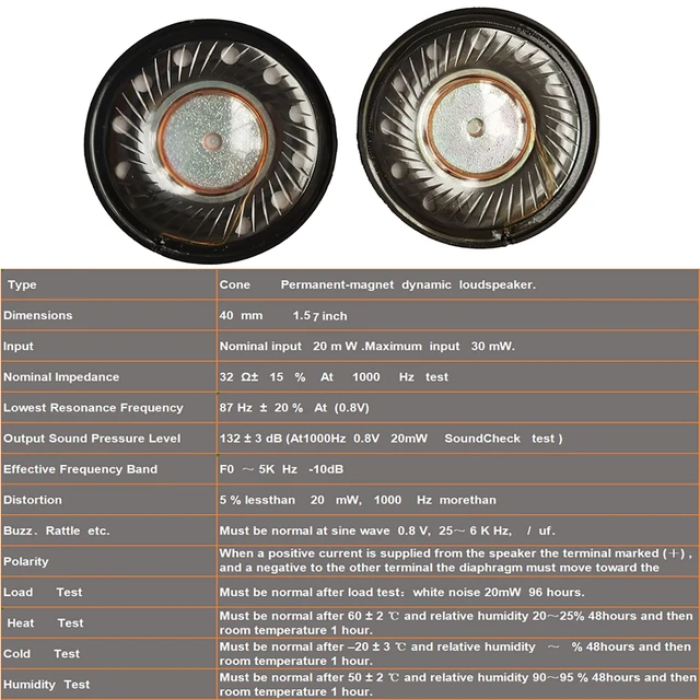 Alt view image 2 of 7 - 40mm Headphone Speaker Driver 32ohm for Bose QC45 QC2 QC15 QC25 QC35 QC3 AE2 OE2, Studio 2 Studio 3, Solo 2 Solo 3, Kraken 7. 1, Akg K55, Marshall Major 2 Headset Replacement Speaker 1pair