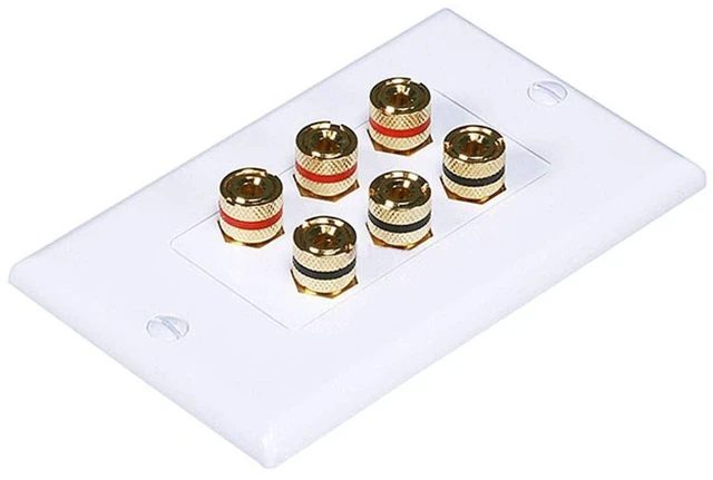 Main image of 103538 Banana Binding Post Two-Piece Inset Wall Plate for 3 Speakers, Single PCS
