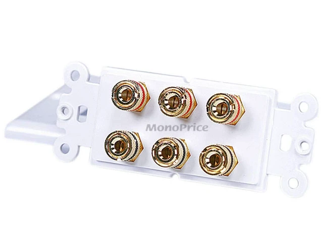 Alt view image 3 of 4 - 103538 Banana Binding Post Two-Piece Inset Wall Plate for 3 Speakers, Single PCS