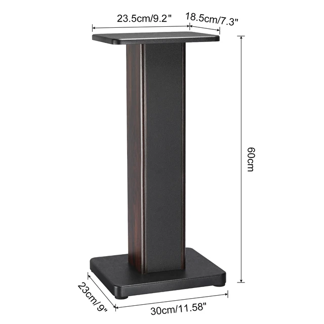 Alt view image 2 of 7 - Wood Grain Speaker Stands 1 Pair 23.6 Inch (60cm) Universal Speaker Stand Hollowed Stands Enhanced Audio Listening for Home Theaters Cinema