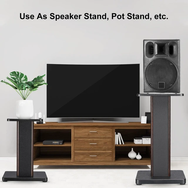 Alt view image 6 of 7 - Wood Grain Speaker Stands 1 Pair 23.6 Inch (60cm) Universal Speaker Stand Hollowed Stands Enhanced Audio Listening for Home Theaters Cinema