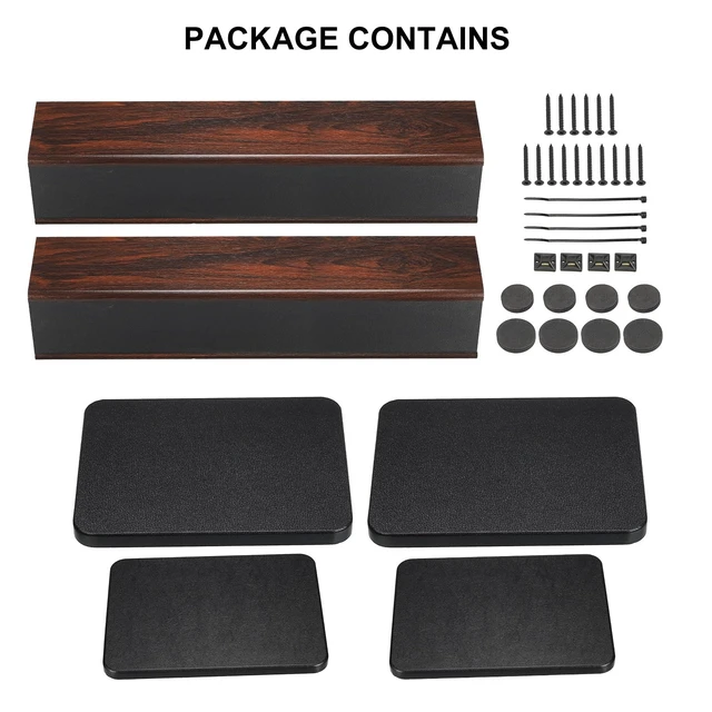 Alt view image 7 of 7 - Wood Grain Speaker Stands 1 Pair 23.6 Inch (60cm) Universal Speaker Stand Hollowed Stands Enhanced Audio Listening for Home Theaters Cinema