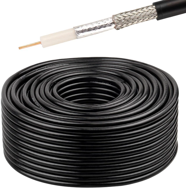 Main image of MOOOKEERF RG6 Coaxial Cable 100FT, 18 AWG 75 Ohm RG6 Dual Shield Cable with Pure Copper Conductor for Broadcast, Satellite, and Cellular Applications,Black