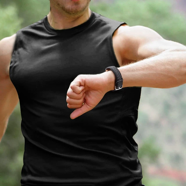 Alt view image 4 of 6 - Breathable Sport Band for Fitbit Charge 6 Band/Fitbit Charge 5 Band Soft Silicone Wrist Strap for Men /Women, Waterproof Wristband for Charge 6/Charge 5, Black Gray/Black Blue/Green Black,Large