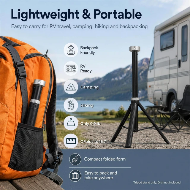 Alt view image 3 of 7 - Starlink Mini Tripod Mount, Aluminum Antenna Stand with Universal Compatibility for New & Old Models, Tool-Free Windproof Stable Mount for Camping RV Van Life Outdoor Use
