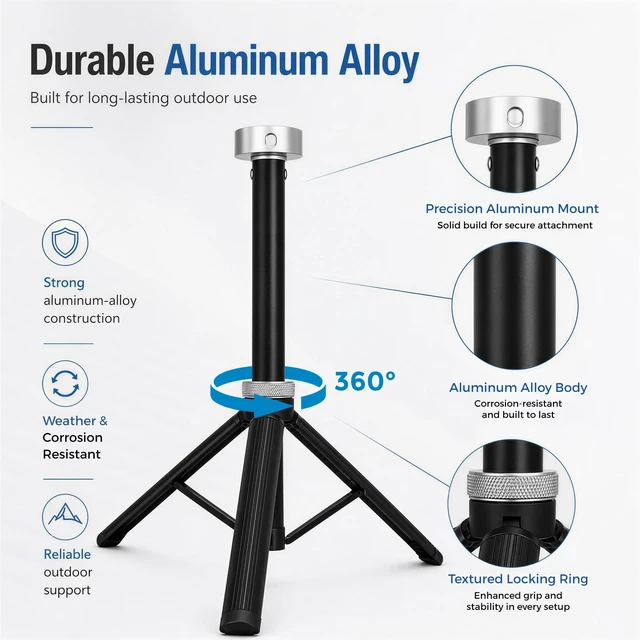 Alt view image 4 of 7 - Starlink Mini Tripod Mount, Aluminum Antenna Stand with Universal Compatibility for New & Old Models, Tool-Free Windproof Stable Mount for Camping RV Van Life Outdoor Use