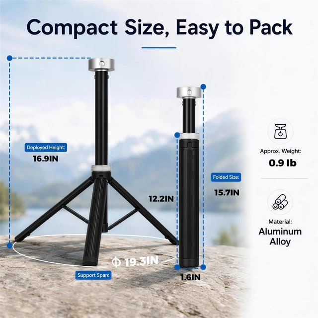 Alt view image 6 of 7 - Starlink Mini Tripod Mount, Aluminum Antenna Stand with Universal Compatibility for New & Old Models, Tool-Free Windproof Stable Mount for Camping RV Van Life Outdoor Use
