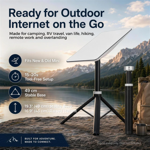 Alt view image 7 of 7 - Starlink Mini Tripod Mount, Aluminum Antenna Stand with Universal Compatibility for New & Old Models, Tool-Free Windproof Stable Mount for Camping RV Van Life Outdoor Use