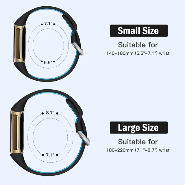 Alt view image 7 of 7 - Breathable Sport Band for Fitbit Charge 6 Band/Fitbit Charge 5 Band Soft Silicone Wrist Strap for Men/ Women, Waterproof Wristband for Charge 6/Charge 5, Coal Black/Black Blue/White Black,Small