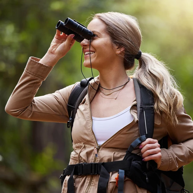 Alt view image 3 of 6 - Focus Free Compact Binoculars 9x25 No Focus Needed, Fully Coated Optics, Waterproof Shockproof Armor, Lightweight Binoculars for Hiking, Birding, Sports, Travel