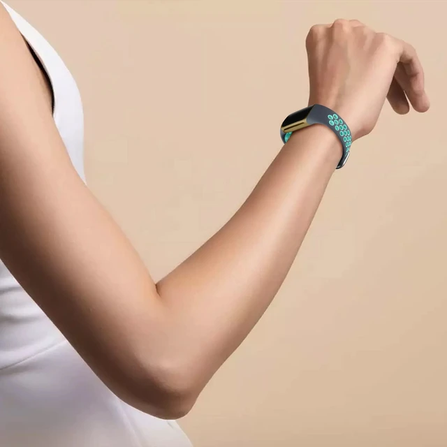 Alt view image 6 of 7 - Breathable Sport Band for Fitbit Charge 6 Band/Fitbit Charge 5 Band Soft Silicone Wrist Strap for Men Women, Waterproof Wristband for Charge 6/Charge 5, White Black/Smoke Purple/Gray Teal,Small