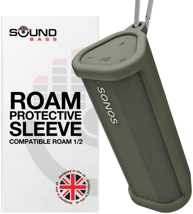 Main image of Heavy Duty Protective Carrying Case for Sonos Roam 2 Green Compatible with Sonos Roam, Roam 2 & Roam SL Includes Bluetooth Button Protect Your Wireless Speaker Cover / Sleeve