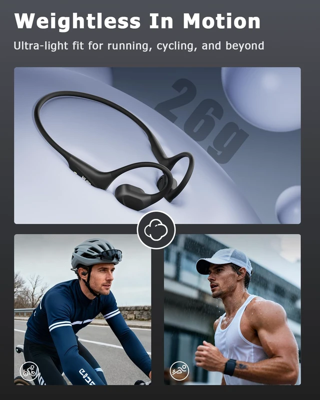 Alt view image 5 of 6 - Bone Conduction Headphones - Swimming Headphones with MP3 Built-in 32GB Storage, IPX8 Waterproof for Underwater Use, Bluetooth 6.0 Sport Open Ear Bone & Air Conduction Earbuds(White, Standard)