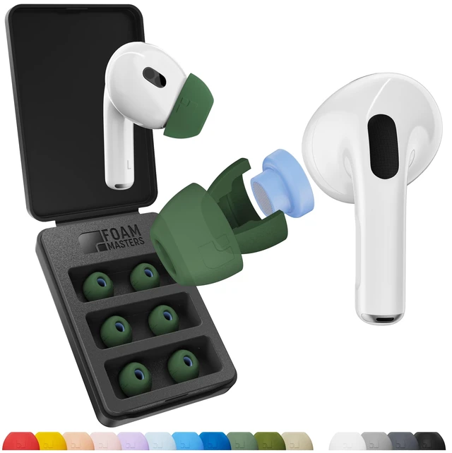 Main image of Ultra-Premium Silicone-Memory Ear Tips for AirPods Pro 1st and 2nd Gen Ultra Secure for Athletes Comfortable Better Sound by SportMagic (Forest Green, Assorted S/M/L)