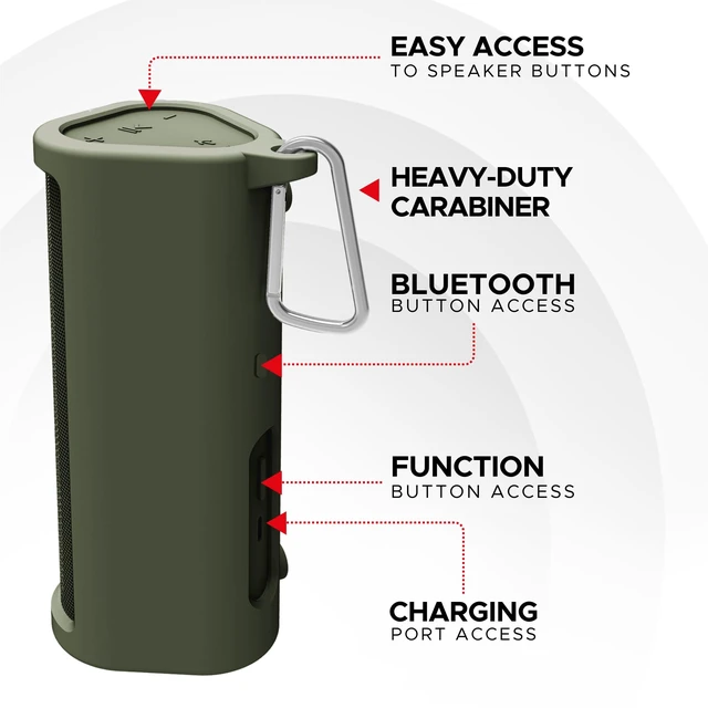 Alt view image 6 of 7 - Heavy Duty Protective Carrying Case for Sonos Roam 2 Green Compatible with Sonos Roam, Roam 2 & Roam SL Includes Bluetooth Button Protect Your Wireless Speaker Cover / Sleeve