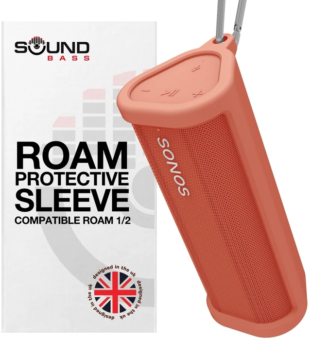 Main image of Heavy Duty Protective Carrying Case for Sonos Roam 2 Red Compatible with Sonos Roam, Roam 2 & Roam SL Includes Bluetooth Button Protect Your Wireless Speaker Cover / Sleeve