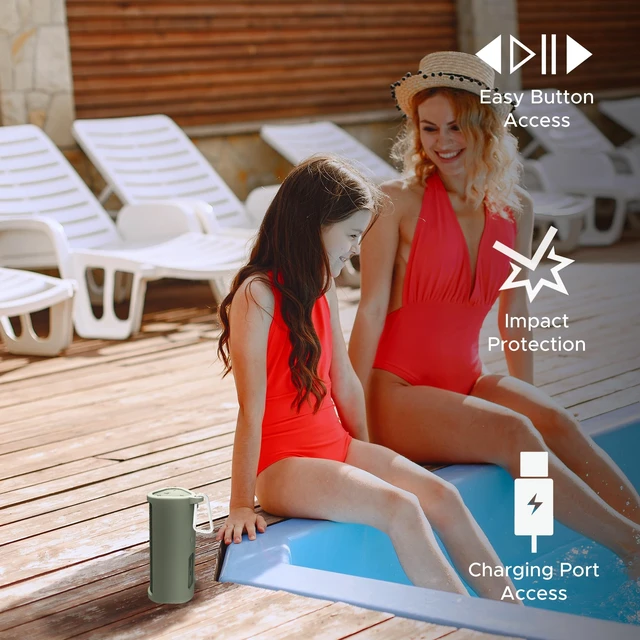 Alt view image 7 of 7 - Heavy Duty Protective Carrying Case for Sonos Roam 2 Green Compatible with Sonos Roam, Roam 2 & Roam SL Includes Bluetooth Button Protect Your Wireless Speaker Cover / Sleeve