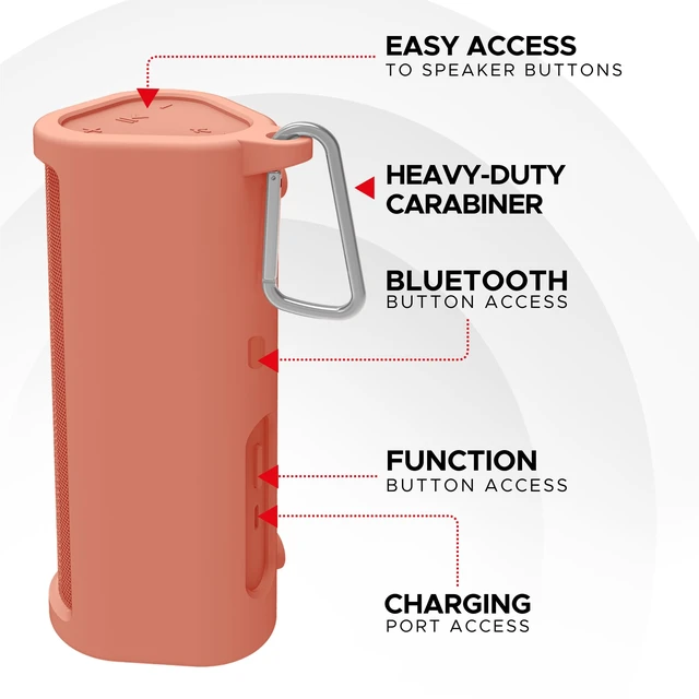 Alt view image 6 of 7 - Heavy Duty Protective Carrying Case for Sonos Roam 2 Red Compatible with Sonos Roam, Roam 2 & Roam SL Includes Bluetooth Button Protect Your Wireless Speaker Cover / Sleeve