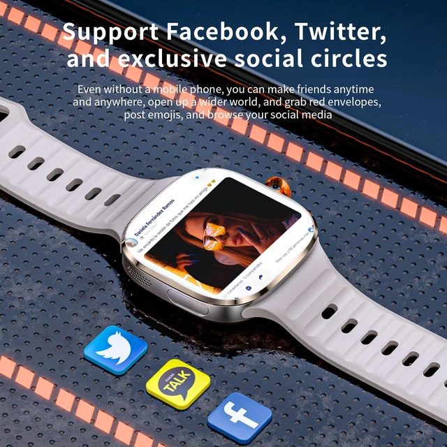Alt view image 6 of 7 - 4G SIM Card Android Smart Watch, 2.16'' AMOLED Large Screen 3GB+32GB Smartwatch for Men Women with Rotating Camera WiFi GPS, 1150mAh Fitness Activity Tracker Watch (Gold)