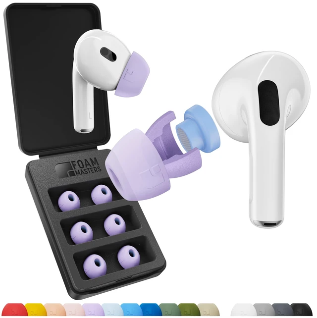 Main image of Ultra-Premium Silicone-Memory Ear Tips for AirPods Pro 1st and 2nd Gen Ultra Secure for Athletes Comfortable Better Sound by SportMagic (Light Purple, Assorted S/M/L)