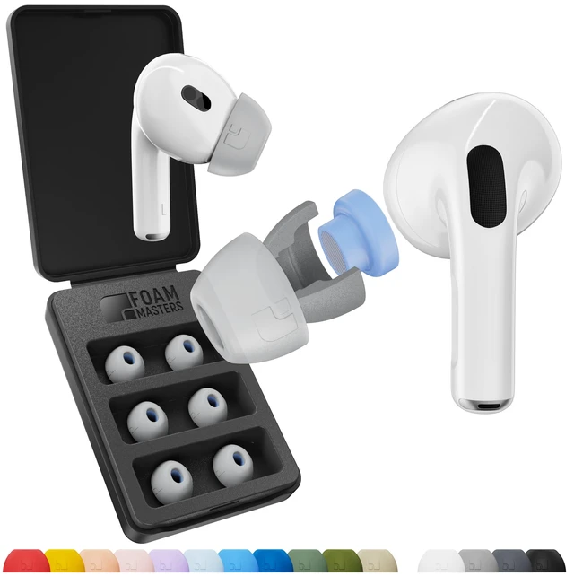 Main image of Ultra-Premium Silicone-Memory Ear Tips for AirPods Pro 1st and 2nd Gen Ultra Secure for Athletes Comfortable Better Sound by SportMagic (Gray, Assorted S/M/L)