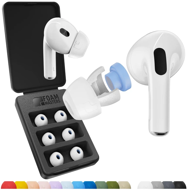 Main image of Ultra-Premium Silicone-Memory Ear Tips for AirPods Pro 1st and 2nd Gen Ultra Secure for Athletes Comfortable Better Sound by SportMagic (White, Assorted S/M/L)