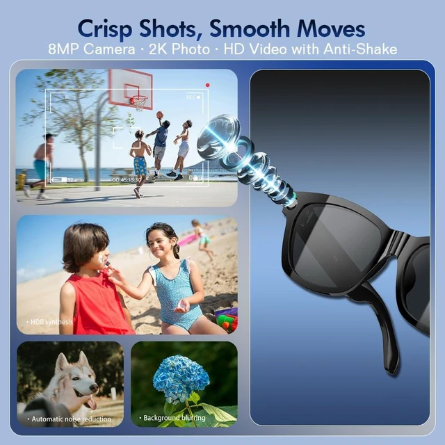 Alt view image 3 of 7 - BV100 AI Smart Glasses 8MP Camera 45.7g Transparent Lens Real-Time Translation Auto On/Off Wear Detection 45.7g Ultra-Light 8MP Camera & Share Splash-Proof