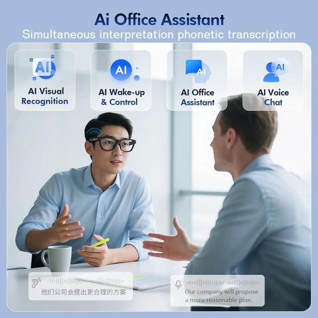 Alt view image 2 of 7 - BV100 AI Smart Glasses 8MP Camera 45.7g Transparent Lens Real-Time Translation Auto On/Off Wear Detection 45.7g Ultra-Light 8MP Camera & Share Splash-Proof