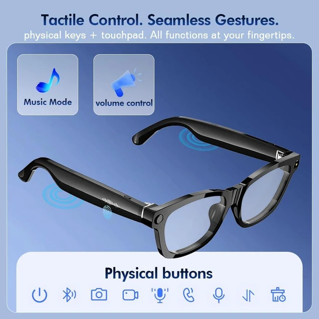 Alt view image 4 of 7 - BV100 AI Smart Glasses 8MP Camera 45.7g Transparent Lens Real-Time Translation Auto On/Off Wear Detection 45.7g Ultra-Light 8MP Camera & Share Splash-Proof
