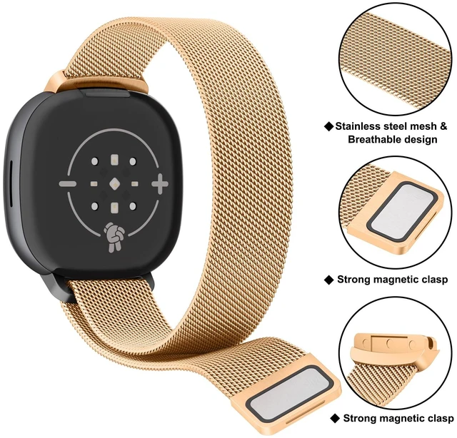 Alt view image 2 of 7 - Metal Bands Compatible with Google Fitbit Ace LTE, Stainless Steel Mesh Breathable Wristband Strap with Adjustable Magnet Lock