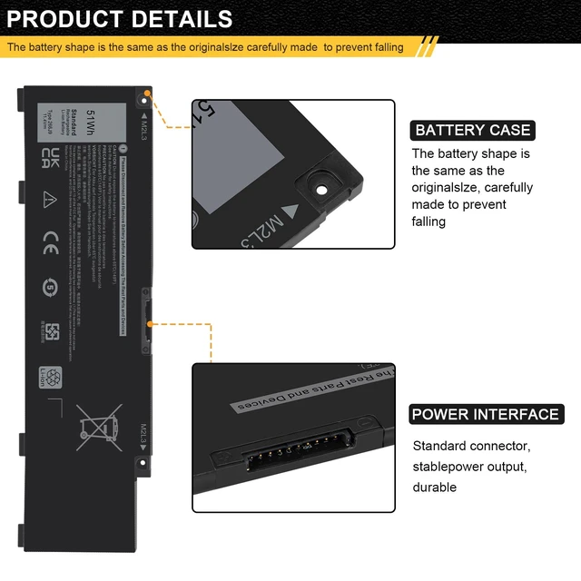 Alt view image 5 of 7 - 51Wh 266J9 Laptop Battery Replacement for Dell G3 15 3500 3590 3790 G5 15 5500 SE 5505 P89F Inspiron 5490 INS 15PR-1545W 1548BR 1645W 1742BR 1742W Series 0415CG C9VNH PN1VN M4GWP 0M4GWP 0JJRRD MV07R