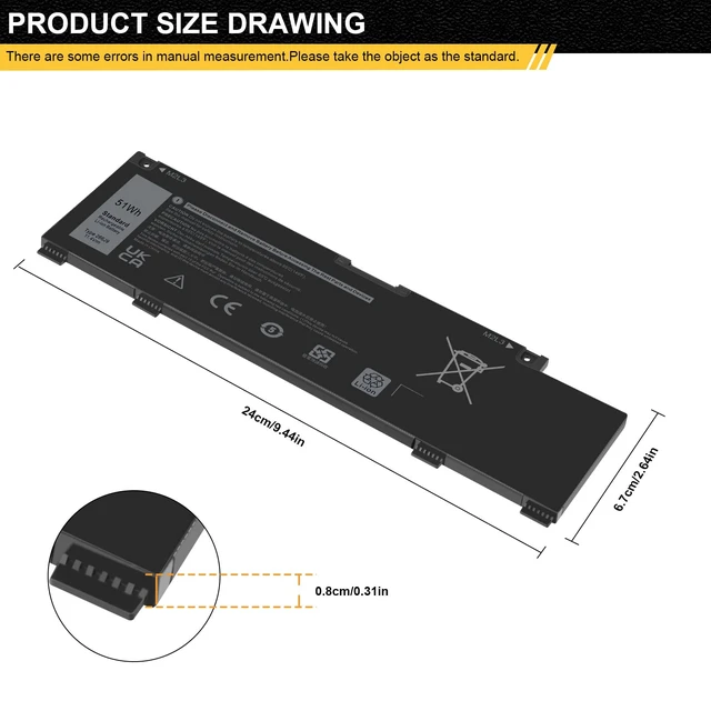 Alt view image 4 of 7 - 51Wh 266J9 Laptop Battery Replacement for Dell G3 15 3500 3590 3790 G5 15 5500 SE 5505 P89F Inspiron 5490 INS 15PR-1545W 1548BR 1645W 1742BR 1742W Series 0415CG C9VNH PN1VN M4GWP 0M4GWP 0JJRRD MV07R