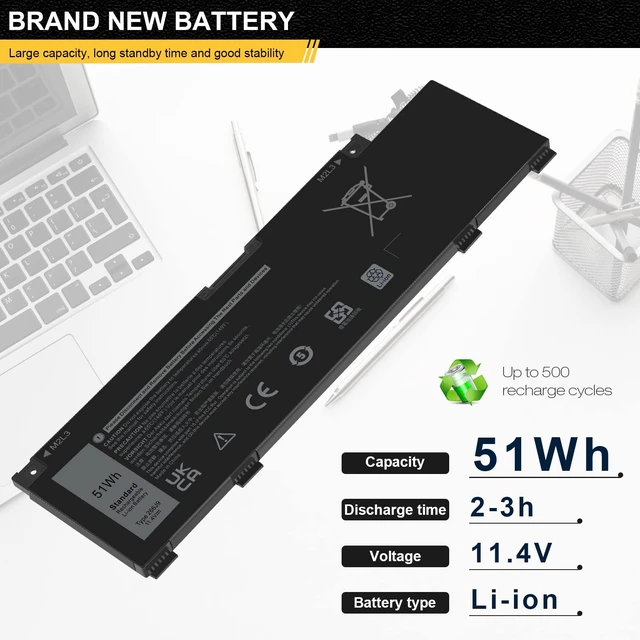 Alt view image 6 of 7 - 51Wh 266J9 Laptop Battery Replacement for Dell G3 15 3500 3590 3790 G5 15 5500 SE 5505 P89F Inspiron 5490 INS 15PR-1545W 1548BR 1645W 1742BR 1742W Series 0415CG C9VNH PN1VN M4GWP 0M4GWP 0JJRRD MV07R