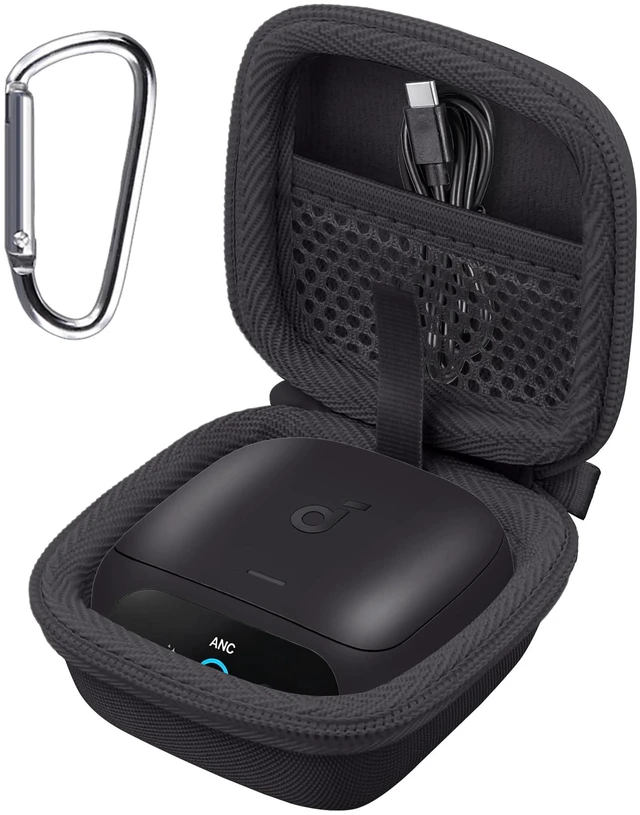 Main image of for Soundcore Liberty 5 Pro Max/5 Pro/5 Earbuds Hard Travel Case, Black Portable Protective Storage Bag with Mesh Pocket, Elastic Securing Strap & Carabiner, Shockproof EVA Shell and Soft Lining