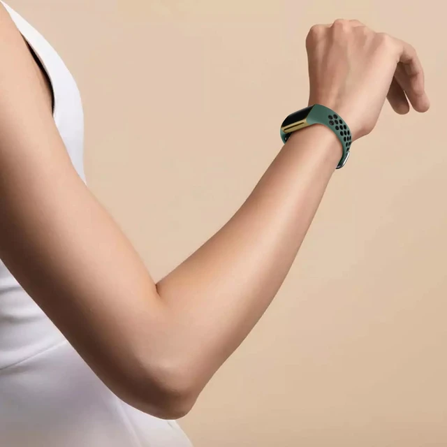 Alt view image 6 of 7 - Breathable Sport Band for Fitbit Charge 6 Band/Fitbit Charge 5 Band Soft Silicone Wrist Strap for Men & Women, Waterproof Wristband for Charge 6/Charge 5, Gray Blue/Coal Black/Army Green, Large