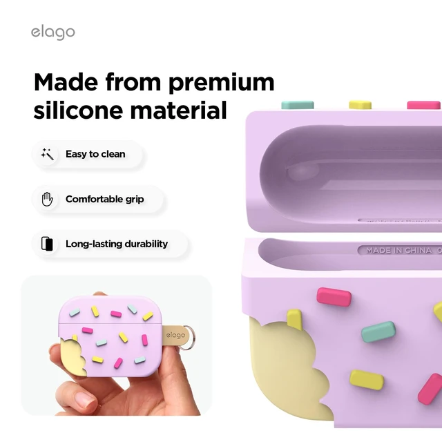 Alt view image 4 of 7 - Ice Cream Case for AirPods Pro 3 Carabiner Included, Supports Wireless Charging, Full Protection (Blueberry)