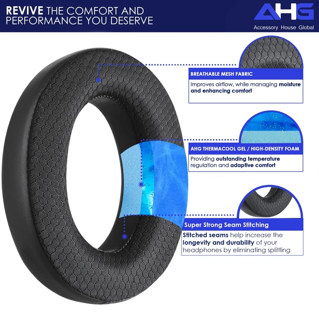 Alt view image 2 of 7 - Cool Gel Replacement HD 650 / HD 600 Ear Pads Headphone Cushions Compatible with Sennheiser HD650 HD660S HD660S2 HD600 Massdrop X HD6XX HD58X Jubilee HD580 HD565 Jubilee