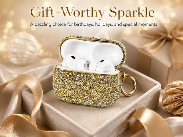 Alt view image 3 of 5 - for Bling AirPods Pro 3 Case 2025 Cute Glitter Hard Air Pods Pro 3 Case (Model A2700/A2931) with Keychain Sparkly Rhinestone Airpods 3 Pro Cases for Women Girl(Gold)