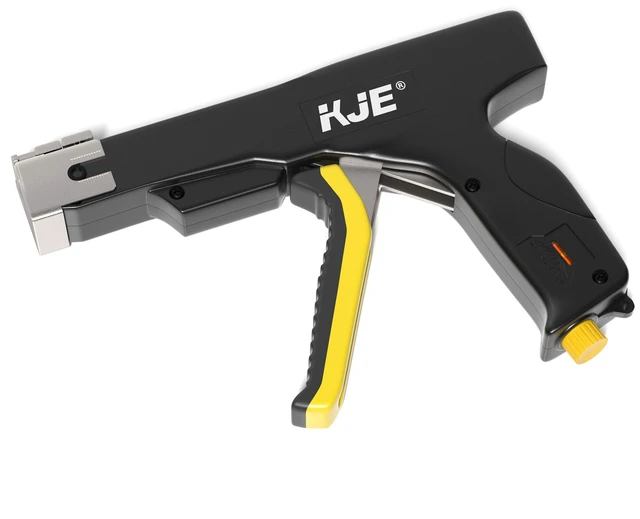 Main image of Stainless Steel Cable Tie Gun, Metal Zip Tie Tool, Automatic Cable Tie Cutter, One-handed Operation, 9-level Adjustable Fastening Tie Wrap Gun, Zip Tie Gun Set with Height Pad