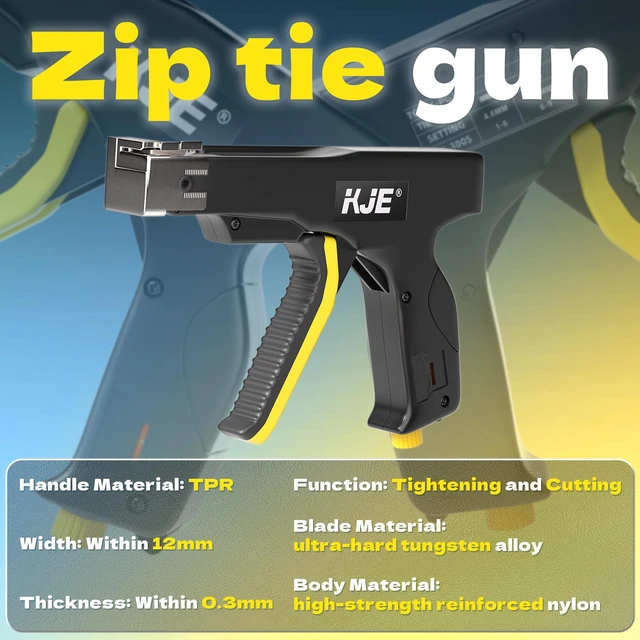 Alt view image 2 of 7 - Stainless Steel Cable Tie Gun, Metal Zip Tie Tool, Automatic Cable Tie Cutter, One-handed Operation, 9-level Adjustable Fastening Tie Wrap Gun, Zip Tie Gun Set with Height Pad