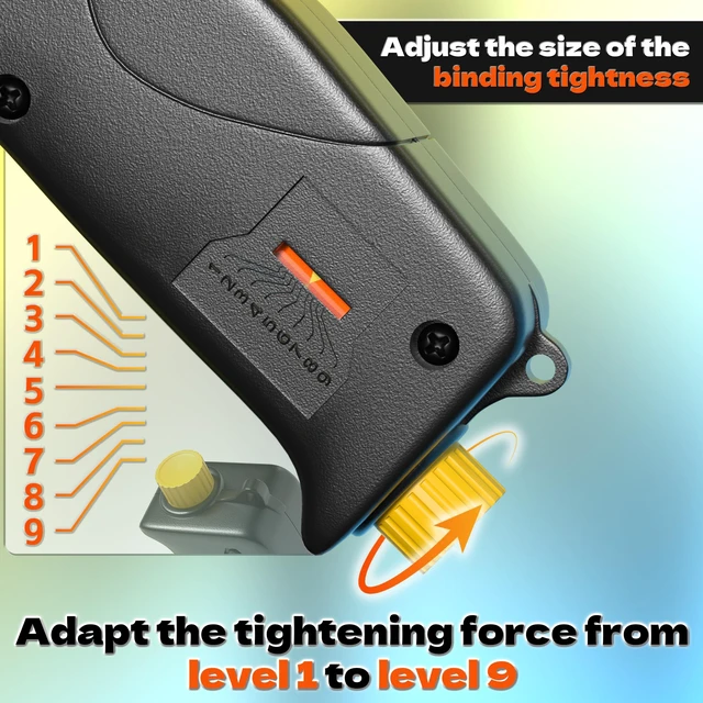 Alt view image 4 of 7 - Stainless Steel Cable Tie Gun, Metal Zip Tie Tool, Automatic Cable Tie Cutter, One-handed Operation, 9-level Adjustable Fastening Tie Wrap Gun, Zip Tie Gun Set with Height Pad