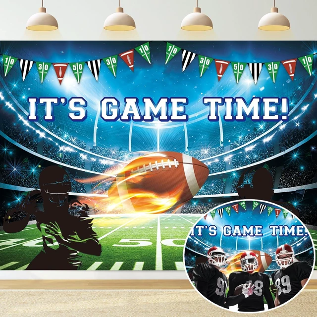 Main image of Football Backdrop for Photography 8x6FT It's Game Time Banner Football Party Decorations Background Touch Down Sports Theme Birthday Party Supplies Photo Props
